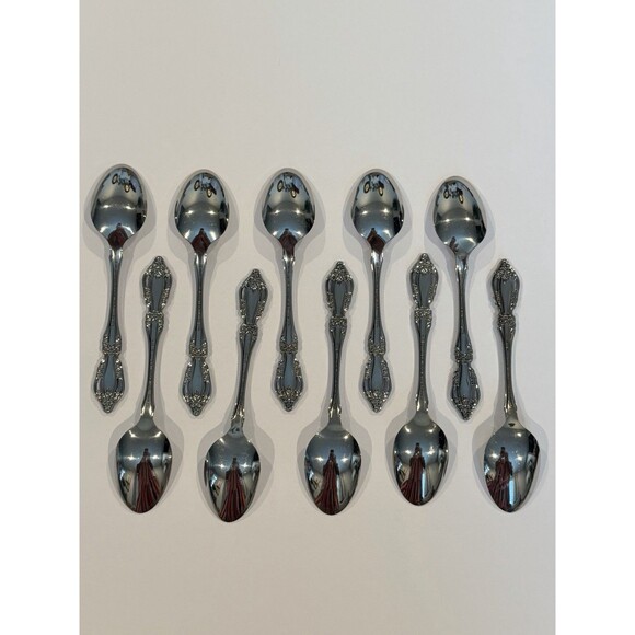Oneida Raphael Teaspoons Distinction Deluxe HH Stainless Flatware Set of 10 Vtg - Picture 6 of 10